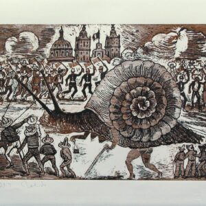 <b>Francisco Toledo </b> <br>  Doña Caracola llega tarde al palacio <br>52.5x75 cm<br>